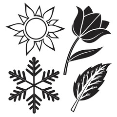 Sun snowflake tulip leaf symbols seasonal