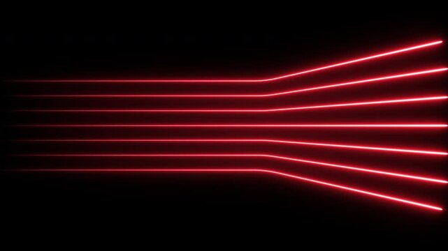Straight neon lazer line color red black background. Seamless looping 4K video. Bright neon line red laser line abstract technology background. - Powered by Adobe