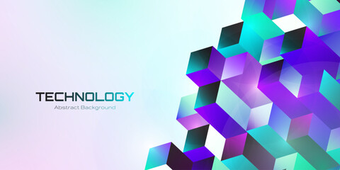 Futuristic Tech Cubes Background with Modern Gradient and Abstract Digital