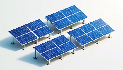 Solar panels in an isometric view