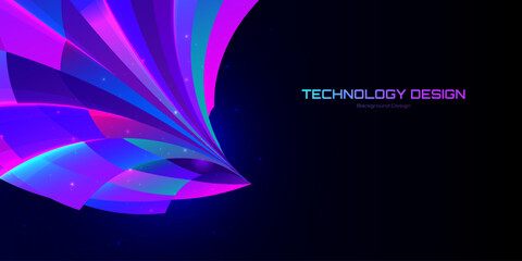 Vibrant curves in neon tones swirl into a digital void, evoking futuristic motion and innovation