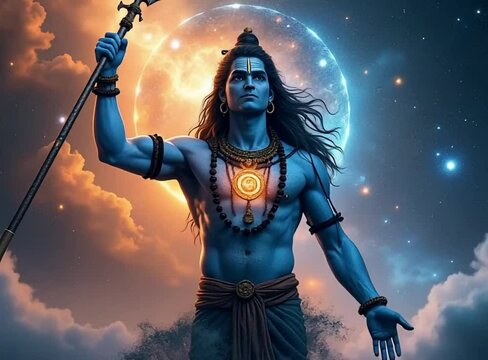 Lord Shiva is in the galaxy with his trident