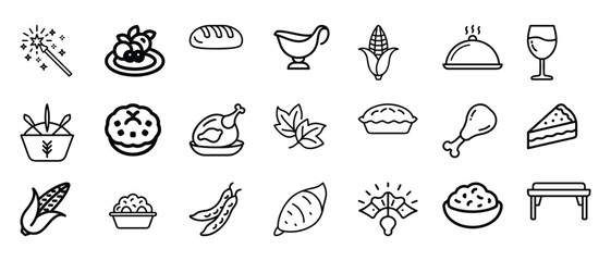 Fototapeta premium Charming thanksgiving holiday icons featuring festive food and symbols