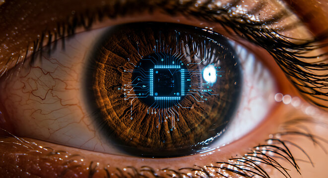 Eye with technology element in iris - Futuristic Vision
