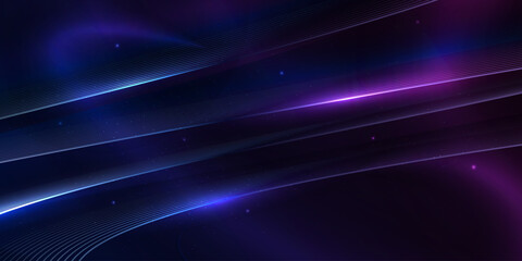 Elegant light waves flowing on a dark background. Minimalist background for banners, posters, covers, brochures, flyers, and websites.