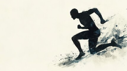 Naklejka premium Determined man running outdoors with abstract background