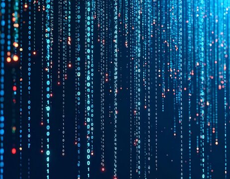 Binary code digital rain