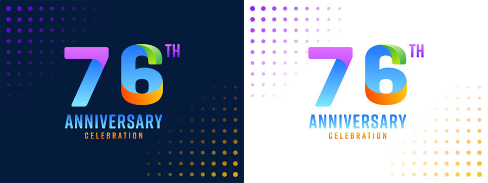 76th anniversary design, with colorful numbers, background, business