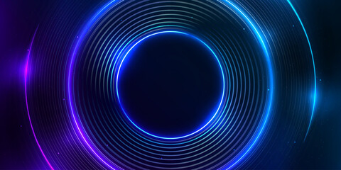 Abstract background of glowing circular lines. Minimalist background for banners, posters, covers, brochures, flyers, and websites.