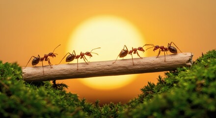 Ants Bridge at Sunset Tiny Teamwork.