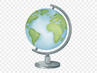 World globe watercolor illustration for travel theme vector. © Only Flags