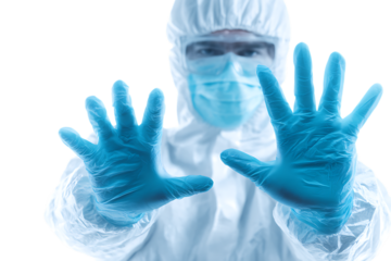 Medical professional in PPE, symbolizing prevention and safety.