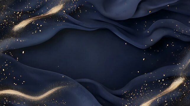 Dark blue fabric with gold particles