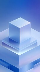 Fototapeta premium Isometric view of podium in white and blue soft-tone gradient, high elegance