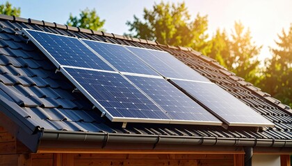 Solar panels on a house roof