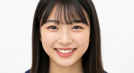 Naklejka premium 最高の笑顔、眩い輝きを放つ日本人少女のポートレート