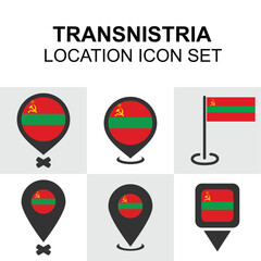 Location pins with the flag of Transnistria, useful for geopolitical, historical, or map-based applications.