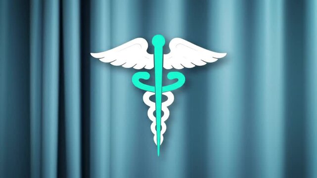 caduceus medical symbol on blue background