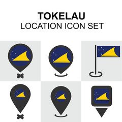 Minimalist pins with the Tokelau flag, perfect for representing this remote Pacific territory in digital or print maps.