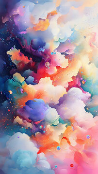 Pastel Surreal Sky Scenes Colorful abstract cloud formations in vibrant hues. Dreamy Soft Phone Backgrounds Whimsical Cloudscape Wallpapers