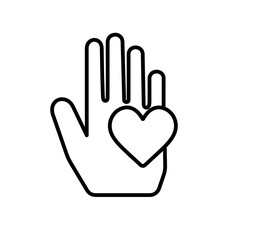 Obraz premium Care love emotion sign. Hold heart icon. Valentine day symbol. Classic flat style. Simple hold heart icon. Vector 