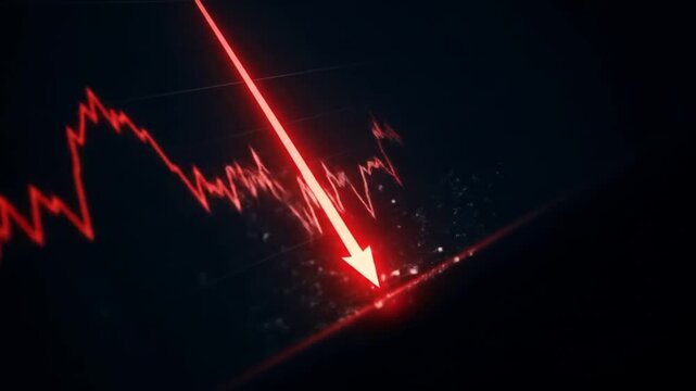 Dramatic Stock Market Crash: Red Arrow Plunging on Graph, Financial Downturn
