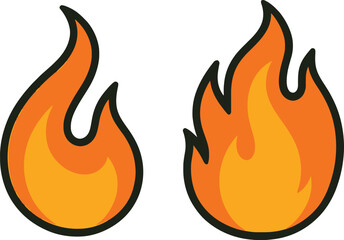 Vector fire flames icon set with burning heat and blazing design elements