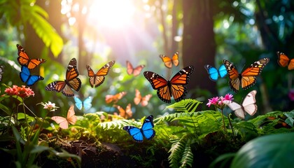 Colorful butterflies in a lush jungle (1)