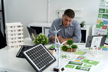 Businessman is planning for esg environmental social corporate governance projects