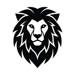 Lion Head Illustration, Silhouette of Feline with Bold Mane Design Logo