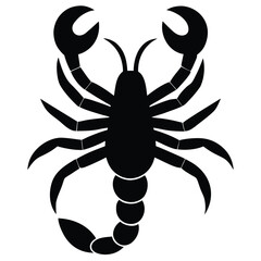 Obraz premium Simplified Black Silhouette of a Scorpion with Claws and Segmented Tail Design