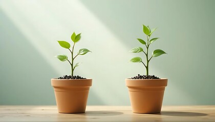 Obraz premium Young Plant Growing in Pot with Soil