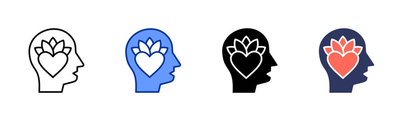 Mental Wellbeing icon sheet multiple style collection