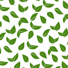 Vector leaf texture seamless pattern background. Nature organic illustration.