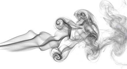 Soft gray smoke swirling gently on a pure white background minimalistic texture