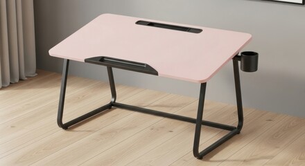 Adjustable Laptop Bed Tray Desk with Cup Holder and Foldable Legs for Couch and Floor Use