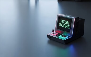 Minimalist Retro Arcade Machine with High Score Screen