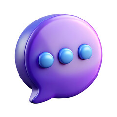 Fototapeta premium Purple Speech Bubble Icon with Blue Dots on Transparent Background