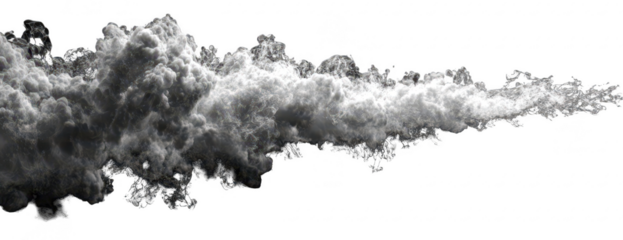 Gray-white cloud-like plume against black