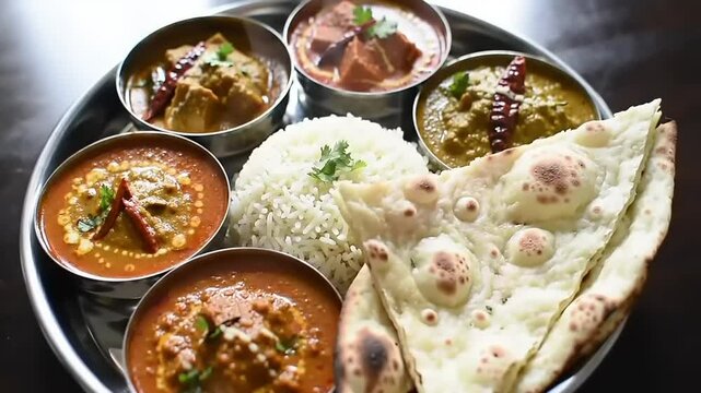 Indian Cuisine Thali Platter.