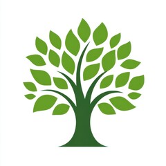 Obraz premium Simple Green Tree Illustration on White Background