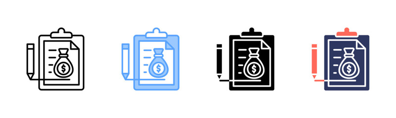Fototapeta premium Financial Statement icon sheet multiple style collection