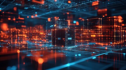 Glowing digital marketplace with AI-driven supply chain mapping 