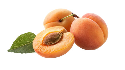 Fresh apricots whole and sliced with leaf apricot fruit summer fruit healthy fruit stone fruit close up