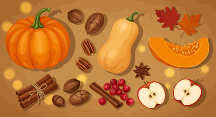 Top-Down Flat Lay of Diverse Food Ingredients