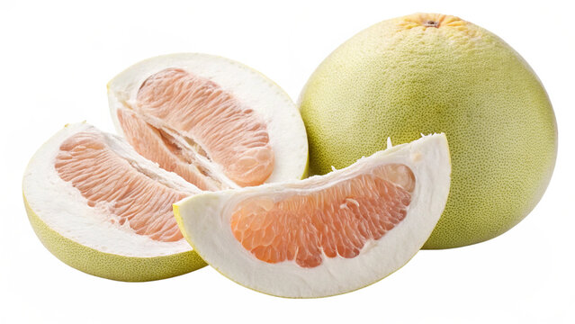 Fresh pomelo fruit whole and sliced, healthy citrus fruit, exotic fruit, tropical fruit, asian fruit