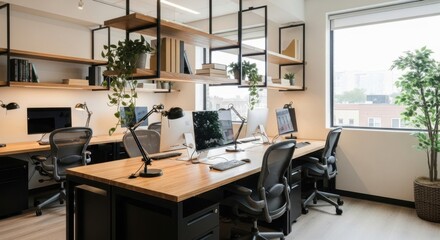 Modern Office Interior Design With Natural Light and Plants Creating a Productive Workspace