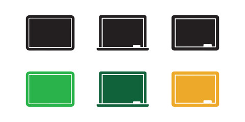 Assortment of six school boards in black, green, and yellow on a white background