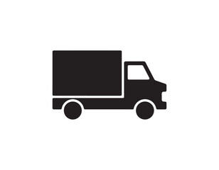 Fototapeta premium Black delivery truck icon on white background, transportation and shipping concept illustration