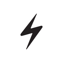 Isolated black lightning bolt on white background, abstract power concept illustration minimal style